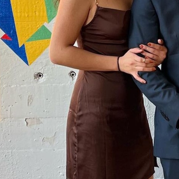 Brown cowel slip dress - Picture 2 of 5